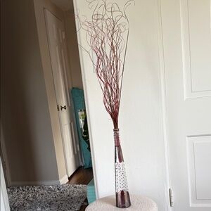 Elegant Red Decorative Vase with Twigs